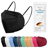 TubeRoo FFP2 Maske schwarz 5 Stück Masken aus Deutschland, Made in Germany, weiche Ohrschlaufen, Atemschutzmaske, Mundschutz, Schutzmaske, Staubmaske, Feinstaubmaske