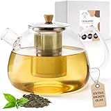 Happy Lemuro Glas Teekanne mit Siebeinsatz - 1,5 Liter - Erhöhte Glasstärke - Teekanne Glas - Teezubereiter für Losen Tee - robuster Teebereiter - Glaskanne Tee - Teegeschirr | Teezubehör