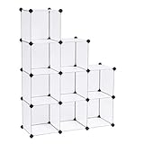 SONGMICS Regalsystem Schuhregal mit 9 Würfeln, Aufbewahrung Badregale, Sideboard Kommode Kleiderschrank,für Kleidung Spielzeug Tasche, 93 x 31 x 123 cm, weiß LPC115S