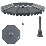 RELAX4LIFE Sonnenschirm 300 cm, 35° knickbarer Gartenschirm, Terrassenschirm mit Kurbel, Druckknopfneigung belüfteter Oberseite & 8 Rippen, Marktschirm für Garten, Balkon, Terrasse (Grau)
