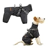 PAWBOSE Regenmantel Hund mit Geschirr Wasserdicht für Kleine, Mittlere und Große Hunde, Reflektierender Regenfester Hunderegenjacke für Sommer, Schöne Hübsche Hundekleidung, 4 Beine, Grau, L