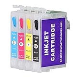 Tintenpatrone, Schwarz, Cyan, Magenta, Gelb, Permanentchip, Wiederverwendbare Drucker-Nachfülltintenpatronen zum Drucken von Fotos, Dokumenten [PP-Material] (T1381/T1332/T1333/T1334)