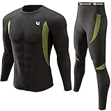 UNIQUEBELLA Thermounterwäsche Set, Funktionswäsche Herren Skiunterwäsche Winter Suit Ski Thermo-Unterwäsche Thermowäsche Unterhemd + Unterhose (Schwarz, XL)