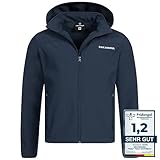 Kirkjubøur® Hestur Herren SOFTSHELLjacke 10.000 mm Wassersäule mit Kapuze und Fleecefutter, atmungsaktiv und wasserabweisend mit Stehkragen, Outdoor (as3, alpha, m, regular, regular, Blau)