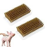 2-in-1 Selbstpflege und Kratzbürste für Schweine, 2 Stück Minischweine Beschäftigungsspielzeug, 14x7x4 cm, Pig Enrichment Toy für Ställe, Scheunen oder Höfe