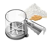 Golgner 3 Tassen Puderzuckerstreuer, Feines Mehlsieb Doppelschicht, Feines Mehlsieb Mit Einhand, Mehlsieb Einhand mit Deckel Skala, für Mehl, Mandelpulver, Puderzucker‌