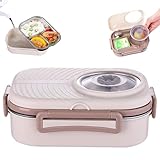 Neroyaner Lunchbox aus Edelstahl BPA-frei auslaufsicher Thermobehälter für Lebensmittel mit 3 Fächern Suppenschüssel und Utensilien stapelbare beheizte Lunchbox