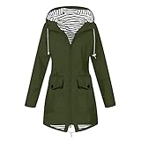 NSICBMNO Wasserdichte Outdoor-Jacke für Damen, lang, leicht, mit Kapuze, Trenchcoat, Windbreaker, Regenjacke, Poncho, Reißverschluss, Fitnessstudio, Jacken für Spaziergänge, Reisen, Sportbekleidung