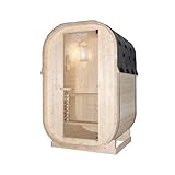 Home Deluxe Outdoor Sauna Cube S - Maße: ca. 194 cm x 120 cm, Holz: Fichtenholz - inkl. Saunaofen und Saunazubehör I Gartensauna, Außensauna, Sauna Fass für 2 Personen