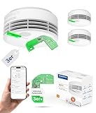 Hekatron Genius Plus X – Rauchmelder vernetzt 10 Jahre Batterie – mit Funkmodul Basis X – Testsieger Stiftung Warentest – made in Germany – Funkrauchmelder Set – mehrsprachig – 3 Stück