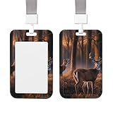 Verschiebbarer Ausweishalter, Kunststoff, vertikaler Ausweishalter für Büro, Natur, Wildtiere, Hirsche, Ausweishülle, Schutz für Arbeit, Ausweishalter für Fahrer, Krankenschwester, Führerschein, Pässe