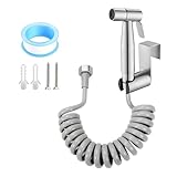 Venprodium Bidet Handbrause Set, Bidet Edelstahl Handbrause, Waschbeckenbrause mit 3M Schlauch und Halterung, Toilettensprühgerät für Haustierbad, Körperpflege, WC&Windel Reinigung, Silber