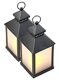 Lunartec Flackerlicht LED: 2er Pack LED-Laterne mit realistischem Flammenspiel und Timer (Laterne Flackerlicht, mit Timer Funktion, Gartenleuchte Standleuchte)