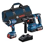 Bosch Professional 18V System Combo Kit: Schlagbohrschrauber GSB 18V-45 + Bohrhammer GBH 18V-22 (inkl. 2x 4.0Ah Akku, Schnellladegerät GAL 18V-40, Werkzeugtasche)
