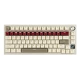 EPOMAKER Ajazz AK820 PRO 75% Gaming-Tastatur Kabellos, TFT Screen, Knopf, Hot Swap Mechanische Tastatur, 2.4GHz/USB/BT5.0, Gasket Creamy, für PC/Mac/Büro/Gaming (Beige, Daydream Schalter)