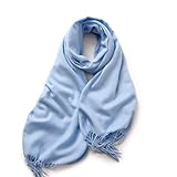 KARMA.DIEM Cashmere Merino Mix - Super Weicher XXL Schal - 180x65cm - Made in Spain - Unisex - Pashima/Stola/Extra Breit für Mann & Frau (hellblau)