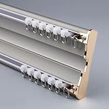 Doppelte Vorhangschiene aus Aluminium, Nano-Silence-Schienen für Deckenmontage, siamesisches Design, für Zuhause und Büro, Grau, 4,5 m