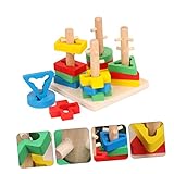 Milisten 1Satz Holzpuzzle Kleinkindspielzeug Geometrische Blöcke Stapelspiel Lernspielzeug aus Massivem Holz für Jahre Alte Sicher und Fördert die Praktischen