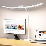 EppieBasic Schreibtischlampe LED Dimmbar: 24W 3-Lichtbalken LED Schreibtischlampe für Homeoffice - 1200LM Augenschutz Schwanenhals Büro Tischlampe mit Metallbasis - Schreibtischleuchte Weiß