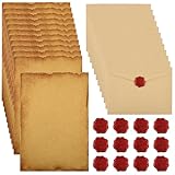 40 Stück Vintage Briefpapier mit Umschlag, Set Vintage Schreiben mit 12 Vintage-papier Briefumschläge, 16 A5 Briefpapier und 12 Wachssiegel-aufkleber, für Liebesbrief, Hochzeit, Geburtstag