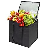 Kühltasche Gross 32L Kühltasche Faltbar Isoliertasche 30x30x36cm Wasserdichte Kühltasche Thermos Kühltasche für Picknick, Lunch, Grillen, Essenslieferung oder Einkauf(Schwarz)