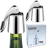 Weinflaschenverschluss 2 Stück, Edelstahl Weinverschlüsse Flaschenverschluss Verbessertes Pleuel, verstärkt, wiederverwendbar hält Wein frisch, Geschenkidee für Weinliebhaber(Wine Stopper Silber)