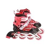 Aramox 2-in-1-Rollschuhe, Verstellbare Outdoor-Skates mit Blinkenden Rädern für und Erwachsene, Vierrad-Skates mit Bequemer Polsterung (Rote Full-Flash-Schuhe #01)