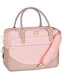 MATEIN Laptoptasche 15.6 Zoll Damen, Elegant Laptop Tasche Aktentasche Dame Groß, Wasserabweisend Notebooktasche mit Fächern, Laptop Hülle Handtasche Arbeitstasche für Frauen BüRo, Business, Rosa