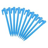 SOPOTUTU 100 Stück Kunststoff Zeltheringe Blau Leichte Rostbeständige Erdspieße für Camping Strand Rucksackzelte Robuste Zeltpflöcke für Pavillons und Outdoor Befestigung