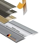 KARAT Übergangsprofil Selbstklebend Silber 1000 mm Alu - Länge 1m, Breite 36 mm - Übergangsschiene Aluminium eloxiert, Übergangsleiste ohne Bohren Abdeckleiste Firm