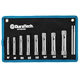 DURATECH 10-tlg Rohrsteckschlüsselsatz inkl. Drehdorn, Metrisch, 6-22 mm, Doppelsteckschlüssel-Set Mit Rolltasche für Arbeiten am Wasserhahn, Zündkerzen Installation und Reparatur