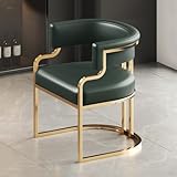 Moderner grüner Ledersessel - Gepolsterter Sessel für Wohnzimmer & Esszimmer - Stilvoller Gästesessel mit goldenen Metallbeinen - Einzel-Sofasitz für Empfang