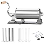 MASTER FENG Wurstfüller, Horizontale Küche Aluminium Wurstfüllmaschine mit Saugfuß Verpackt 8 Größe Professionelle Wurstfüllrohre für Hausgemachte (6LBS / 3.5 L (Horizontal))