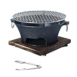 Tragbarer, runder Grillkohlegrill aus Gusseisen – kompakter Campingkocher für Outdoor-Kochen, Wandern und Rucksackreisen (23 x 13 cm) – ideale Kohlenpfanne für Grillliebhaber