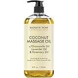 MAJESTIC PURE Coconut Massage Oil - Ultra-glide Formula with Soothing Aroma - Therapeutic Massage, Made with Natural Oils - All Skin Types, Men & Women - 8 fl oz