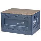 Faltbarer Speicherorganisator - Kompaktbehälter, 50L Utility Basket | Plastikkiste mit hölzernen Schneidebrettdeckel zum Kochen des Camps, des Wanderausrüstungshalters, Innenräume für Spielzeugläume f