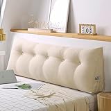 AZVFLY Keilkissen für Bett und Sofa: Bequem Rückenkissen Praktisches Seitenfach multifunktions Wandkissen dreieckiges Lesekissen (Cremefarben, 80 * 50 * 20)