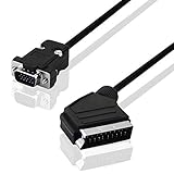 BestPlug 2 Meter D-SUB Scart Kabel, S-VGA Stecker auf Scart Stecker, Schwarz (verbesserte Ausführung v1.08)
