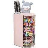 Haar-Zubehör-Organizer mit Haarbürstenhalter, drehbarer Make-up-Pinselhalter für Halsketten, Ohrringe, Armbänder, Ringe, Make-up-Pinsel, Haarspange und Haar-Accessoires (Rosa, 3-lagig)