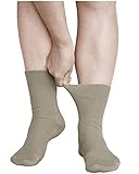 vitsocks Damen ohne Gummibund 98% Baumwolle lockere Socken (3 PAAR) Bequemsocken weicher Bund dünn, beige, 35-38
