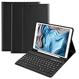 Tastatur Hülle 10.2 Zoll für IPad 9th Gen 2021/8th Gen 2020/7th Gen 2019/IPad Air 3 Gen 2019/IPad Pro 10.5 2017, Magnetisch Bluetooth Abnehmbare QWERTZ Deutscher Tastatur mit Schützhülle(Schwarz)
