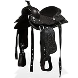 vidaXL Westernsattel Halfter Brustblatt Echtleder 12' Schwarz Pferd Sattel Set
