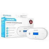 Kohlenmonoxid Melder, CO-Alarm, Temperatur- und Feuchtigkeitserkennung, 10 Jahre batteriebetrieben mit LCD-Display