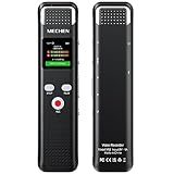 MECHEN 128GB Diktiergerät mit Spracherkennung, 1536kbps Aufnahmegerät mit MP3-Player, HD-Klangqualität, Rauschunterdrückung Voice Recorder für Vortrag Treffen