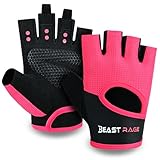 BEAST RAGE Fitness-Handschuhe, atmungsaktiv, für Männer und Frauen, Gewichtheben, Bodybuilding, Fitnessstudio, Training, rutschfest, Crossfit, Krafttraining, Radfahren (PINK, M)