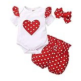 TMEOG Neugeborenes Baby Mädchen Kleidung Kurzarm Brief Print Strampler + Hosen + Stirnband Schöne Mode Casual Sommer Newborn Baby Set