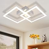 ZMH LED Deckenlampe Deckenleuchte Flur - Flurlampe Modern Design 47CM Schlafzimmerlampe 3000K Warmweißes Metall Silber 24W Quadratische Deckebeleuchtung für Schlafzimmer Wohnzimmer Küche Büro