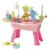 Wassertisch für Spiele, Tisch und Wasser für Kinder, Lernspiel, Nachahmung, elektrisch, 4-in-1, für Garten, Schule, Camping, Spielhaus, Mädchen, Strand, Hof, Reise