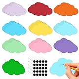 100 Stück Moderationskarten Wolken, 10 Farben Moderationskarten Set Metaplankarten Präsentationskarten mit 120 Selbstklebenden Klettband für Notizen Büro Schule Präsentation Vortrag (23 x 14cm)