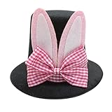 Generisch Osterhasenohren-Zylinder,Hut mit Hasenohren Hüte für Männer für lustige Partyhüte minihut Haarschmuck Hut Huthaarspangen Hasenohren Hut für Damen Fascinator-Hut